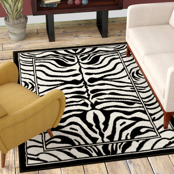 World Menagerie Kaly Zebra Print Ebony Area Rug & Reviews Wayfair
